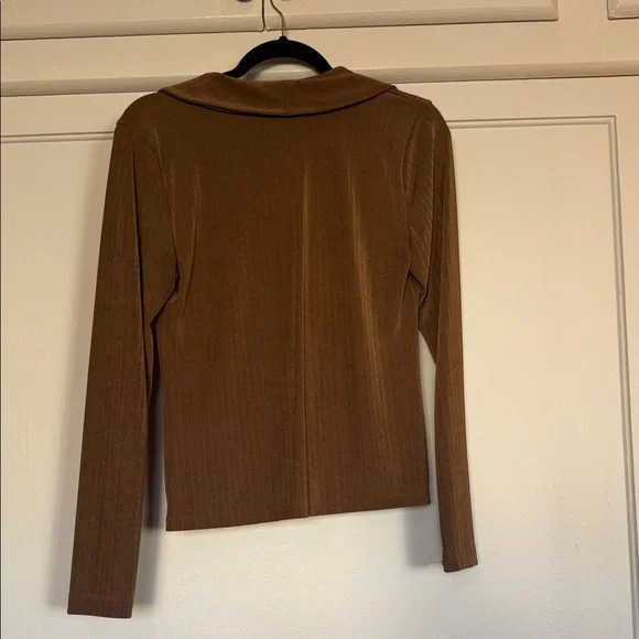 Madewell Metallic Rib Ruched Long-Sleeve Top - Picture 3 of 4
